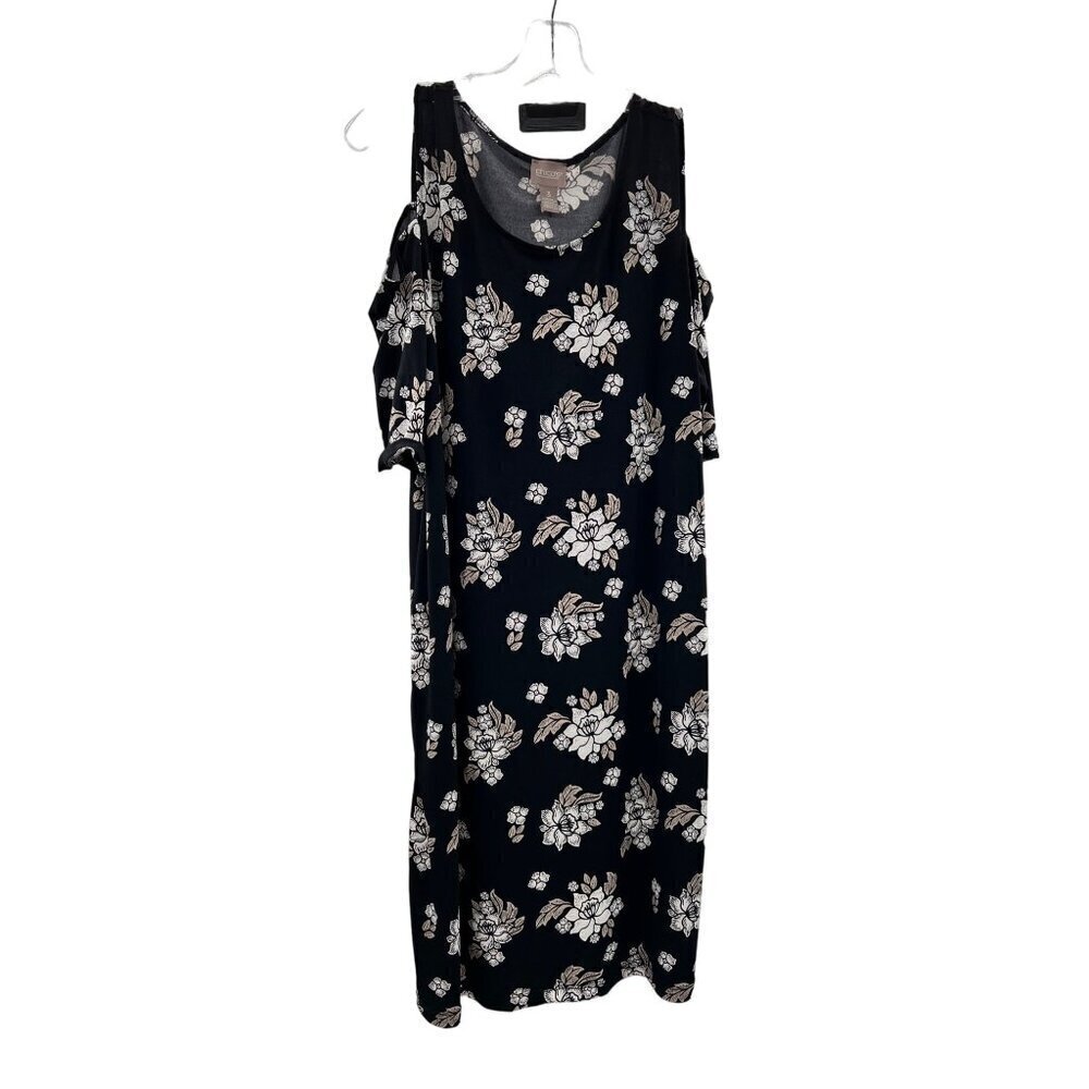 Chico's Women's Cold Shoulder Short Sleeve Floral Shift Dress Size Large